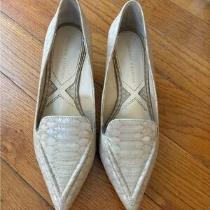 Adrienne Vittadini Textured Cream Kitten Heels